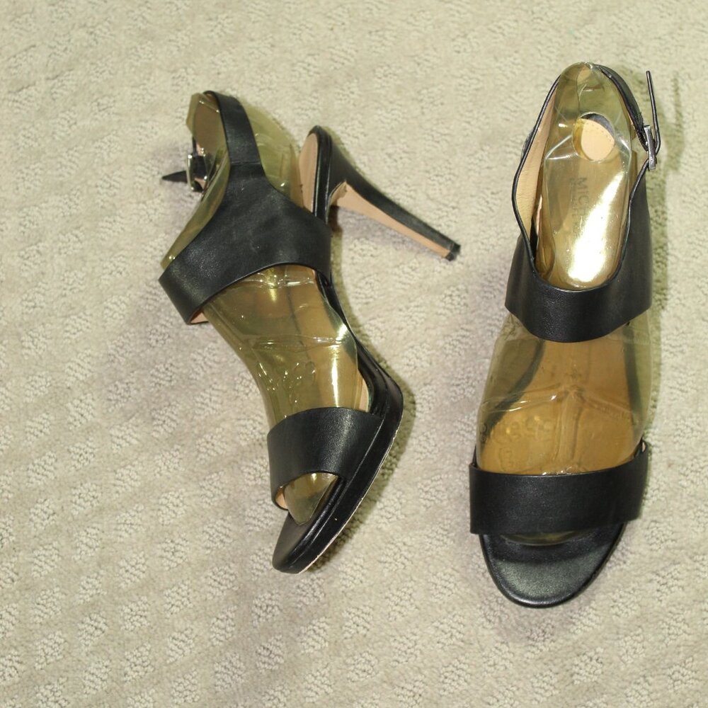 Michael Kors Women's Size 9.5M Black Leather Strappy Heels